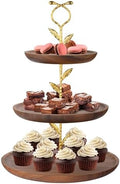 3 Tier Wooden Cupcake Stand, Walnut Wood Tiered Display Stand for 20 Cupcakes - Rustic Dessert Table Display