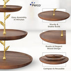 3 Tier Wooden Cupcake Stand, Walnut Wood Tiered Display Stand for 20 Cupcakes - Rustic Dessert Table Display, alternate view