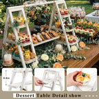 3 Tier Wooden Cupcake Stand with Swing and Serving Tray, White in Rustic White, alternate view 5