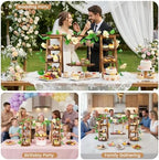 3 Tier Wooden Cupcake Stand with Swing & Flower Decor for Cake Fruit Snack in 1 swing, alternate view 3