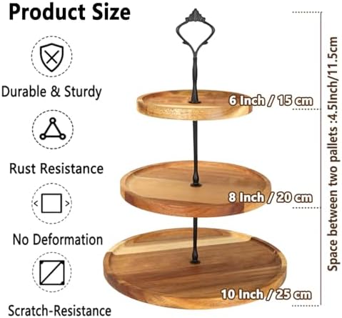 3 Tier Wooden Cupcake Stand in Wood, alternate view 3