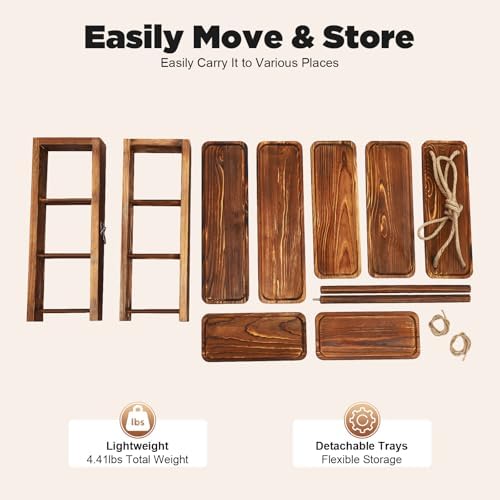3 Tier Wooden Dessert Table Display Set Wooden Cupcake Stand Serving Tray Ladder Stand Party Food Display Set, alternate view