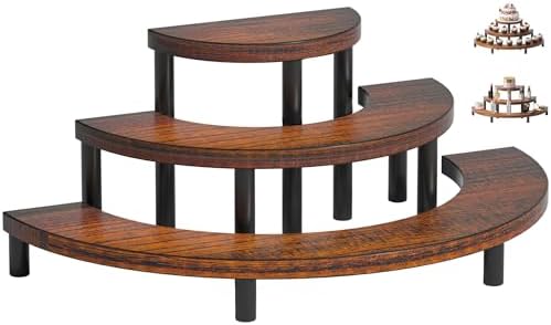 3-Tier Wooden Display Risers, Rustic Cupcake Stand, Perfume Organizer, Dessert Table Display Set for Party &