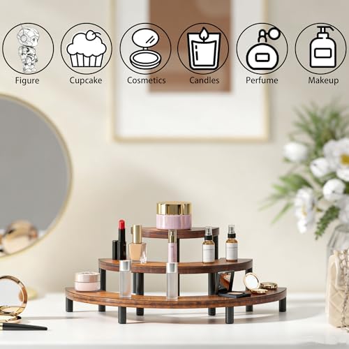 3-Tier Wooden Display Risers, Rustic Cupcake Stand, Perfume Organizer, Dessert Table Display Set for Party &, alternate view