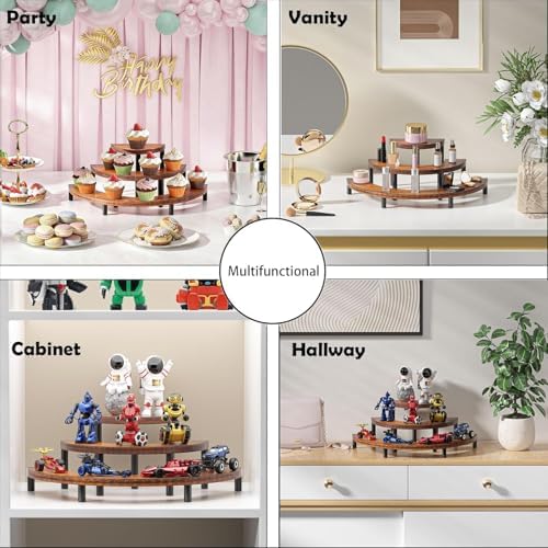 3-Tier Wooden Display Risers, Rustic Cupcake Stand, Perfume Organizer, Dessert Table Display Set for Party &, alternate view