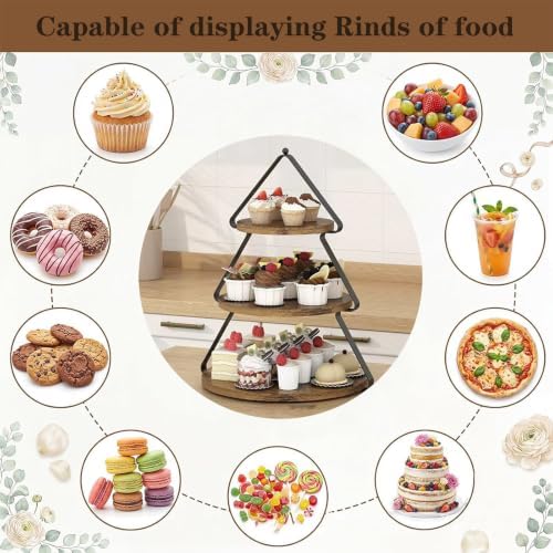 3-Tier Wooden Display Stand, Cupcake Rack Buffet Risers, Party Tiered Serving Tray for Cupcakes, Desserts, Small, alternate