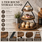 3-Tier Wooden Display Stand, Cupcake Rack Buffet Risers, Party Tiered Serving Tray for Cupcakes, Desserts, Small, alternate