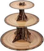 3-Tier Wooden Round Cupcake Stand, Rustic Cardboard Cupcake Tower Stand, Dessert Stand Tower for Baby Shower