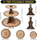 3-Tier Wooden Round Cupcake Stand, Rustic Cardboard Cupcake Tower Stand, Dessert Stand Tower for Baby Shower, alternate view
