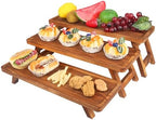 3 Tier Wooden Serving Tray Stand, Foldable Tiered Dessert Display Set for Party, Wedding, Birthday, Christmas