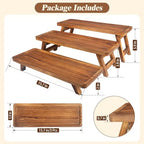 3 Tier Wooden Serving Tray Stand, Foldable Tiered Dessert Display Set for Party, Wedding, Birthday, Christmas, alternate view