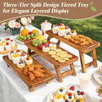 3 Tier Wooden Serving Tray Stand, Foldable Tiered Dessert Display Set for Party, Wedding, Birthday, Christmas, alternate view