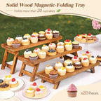 3 Tier Wooden Serving Tray Stand, Foldable Tiered Dessert Display Set for Party, Wedding, Birthday, Christmas, alternate view
