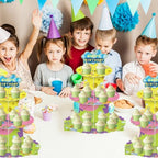3 Tier Yellow Cake Stand, Yellow Cupcake Stand Dessert Birthday Party Supplies in Yellow With Multicolor, alternate view 3
