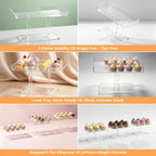 3 Tiered Acrylic Cupcake Stands, Clear Dessert Table Display Set 5 Scalloped Rectangle 12.9”x7.1” Serving Tray, alternate