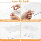 3 Tiered Acrylic Cupcake Stands, Clear Dessert Table Display Set 5 Scalloped Rectangle 12.9”x7.1” Serving Tray, alternate