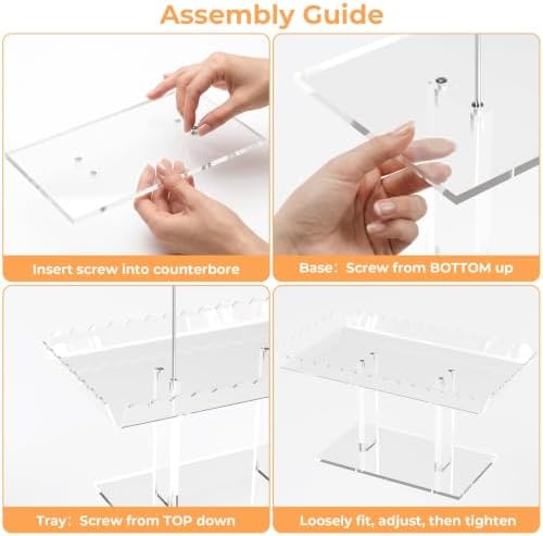 3 Tiered Acrylic Cupcake Stands, Clear Dessert Table Display Set 5 Scalloped Rectangle 12.9”x7.1” Serving Tray, alternate