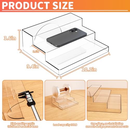 3 Tiered Acrylic Display Stands for Cupcake Stand, Perfume Shelf Organizer, Figure and Funko Pop Display, No, alternate view