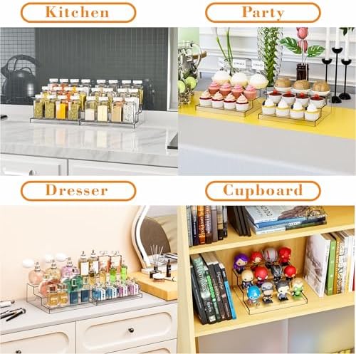 3 Tiered Acrylic Display Stands for Cupcake Stand, Perfume Shelf Organizer, Figure and Funko Pop Display, No, alternate view