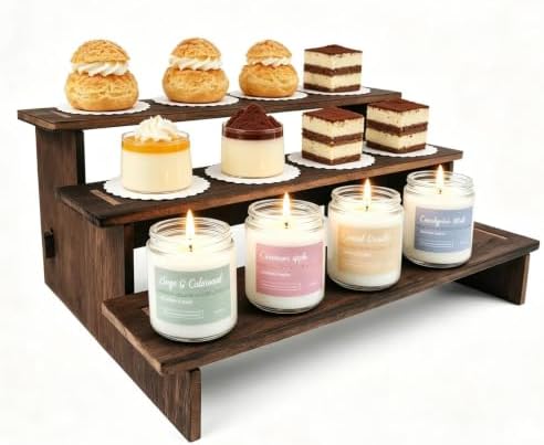 3 Tiered Cupcake Stand - 30s Quick Assembly, Easy Carry&Store in Rustic