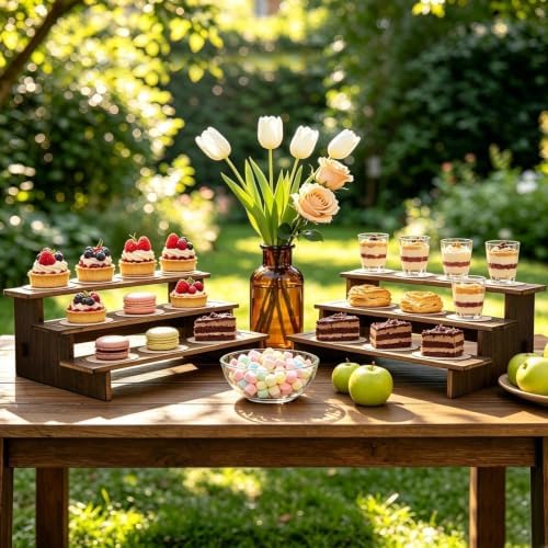 3 Tiered Cupcake Stand - 30s Quick Assembly, Easy Carry&Store in Rustic, alternate view 5