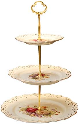 3 Tiered CupCake Stand, 6-8-10 inch Flowering Shrubs Pattern in Flowering Shrubs