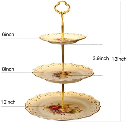 3 Tiered CupCake Stand, 6-8-10 inch Flowering Shrubs Pattern in Flowering Shrubs, alternate view 3