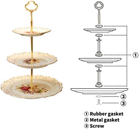 3 Tiered CupCake Stand, 6-8-10 inch Flowering Shrubs Pattern in Flowering Shrubs, alternate view 6
