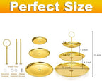3 Tiered Gold Cupcake Stand, 2 Pack Stainless Steel Dessert Display Tower with Food-Grade Gold Coating, Holds 24, alternate