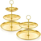 3 Tiered Gold Cupcake Stand, 2 Pack Stainless Steel Dessert Display Tower with Food-Grade Gold Coating, Holds 24, alternate