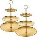 3 Tiered Gold Cupcake Stand 2 Pack Stainless Steel Gold Tiered Dessert Stand Cupcake Display Tower 3 Tier