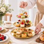3 Tiered Gold Cupcake Stand 2 Pack Stainless Steel Gold Tiered Dessert Stand Cupcake Display Tower 3 Tier, alternate view 5