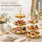 3 Tiered Gold Cupcake Stand 2 Pack Stainless Steel Gold Tiered Dessert Stand Cupcake Display Tower 3 Tier, alternate view 7