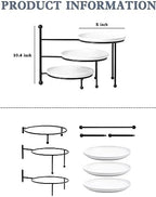 3 Tiered Serving Stand with White Porcelain Plates, Tiered Tray Stand, Dessert Table Display Set, 8" x 8" Tier, alternate