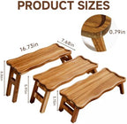 3 Tiered Serving Tray for Party Acacia Wood Foldable Tiered Tray Stand in Acacia Wood 3 Tier, alternate view 3