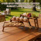 3 Tiered Serving Tray for Party Acacia Wood Foldable Tiered Tray Stand in Acacia Wood 3 Tier, alternate view 7