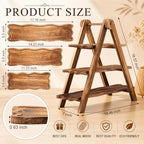 3 Tiered Serving Tray Wood Cupcake Display Stand, Wave Edge Rectangle in Natural Wood, alternate view 3