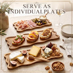 3 Tiered Serving Tray Wood Cupcake Display Stand, Wave Edge Rectangle in Natural Wood, alternate view 5