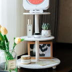 3-Tiered Wooden Cupcake Stand White Beaded Cupcake Tower Home Decoration in White, alternate view 6