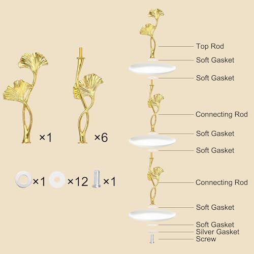 3 Tiers Cake Tray Stand Handle 3 Set Metal Cake Stands Holder Cupcake Dessert Plate Hardware Fitting Holder Rod, alternate