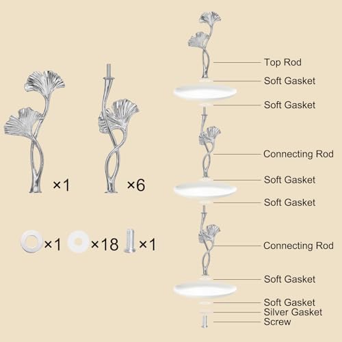 3 Tiers Cake Tray Stand Handle 3 Set Metal Cake Stands Holder Cupcake Dessert Plate Hardware Fitting Holder Rod, alternate