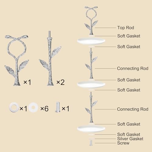 3 Tiers Cake Tray Stand Handle Metal Cake Stands Holder Cupcake Dessert Plate Hardware Fitting Holder Rod Stand, alternate