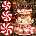 3 Tiers Christmas Peppermint Ceramic Cake Stand Dessert Tray in Peppermint