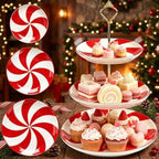 3 Tiers Christmas Peppermint Ceramic Cake Stand Dessert Tray in Peppermint