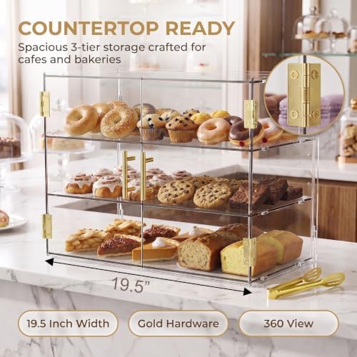 3 Tiers Countertop Bakery Display Case in Transparent, alternate view 3