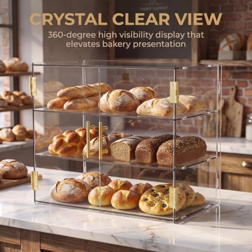 3 Tiers Countertop Bakery Display Case in Transparent, alternate view 4