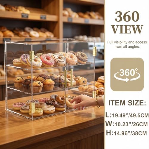 3 Tiers Countertop Bakery Display Case in Transparent, alternate view 6