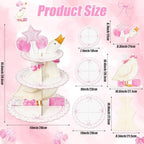 3 Tiers Pink Silly Goose Cupcake Stand Birthday Party Decorations in Pink White, alternate view 3