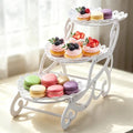 3 Tiers Plastic Dessert Cupcake Stand, Cake Fruit Candy Bread Display Tower in White