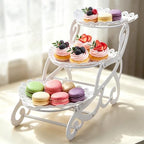 3 Tiers Plastic Dessert Cupcake Stand, Cake Fruit Candy Bread Display Tower in White